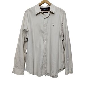 Ralph Lauren Classic Fit Men's XXL Cotton Pony Button Down Shirt Preppy Beige